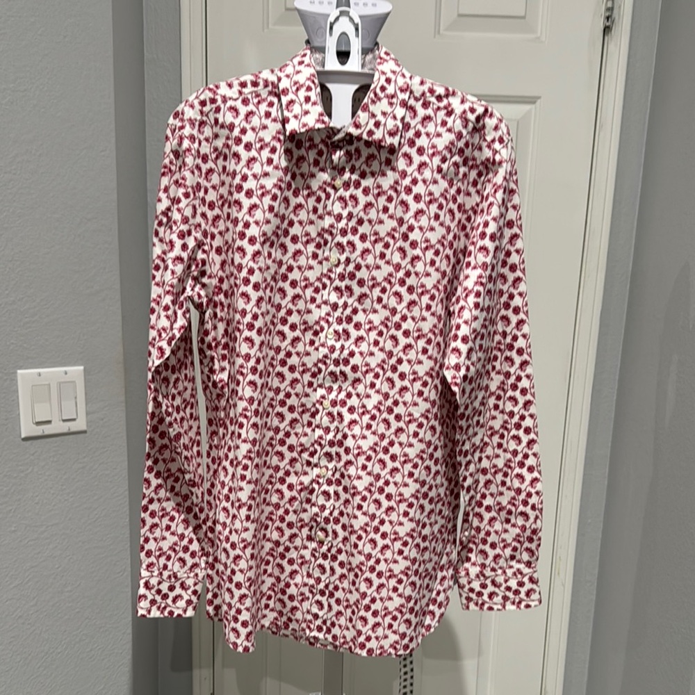 Ted Baker Red and White Floral Button Down Shirt